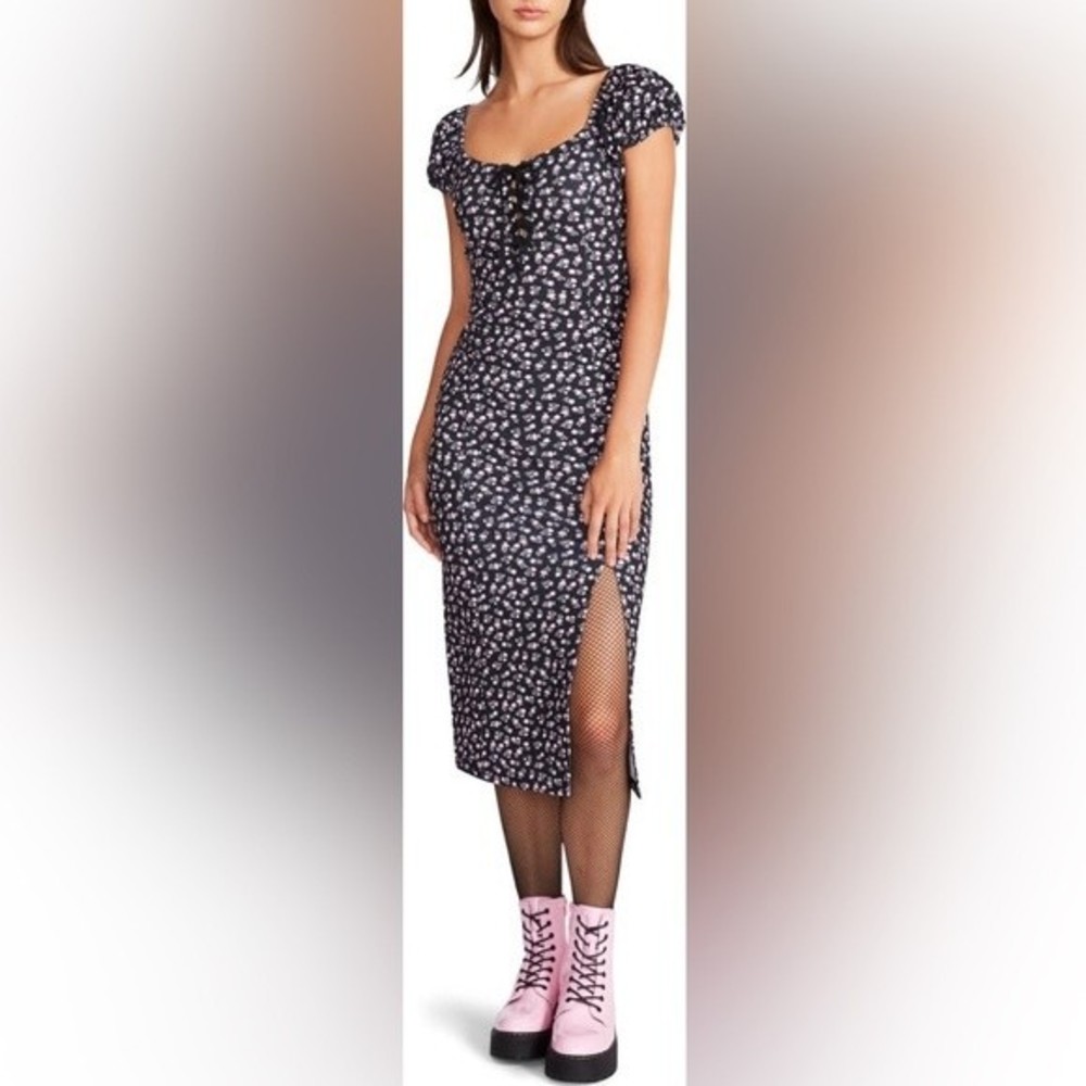 BETSY JOHNSON Sweetheart Neck Ditsy MIDI Dress | XL